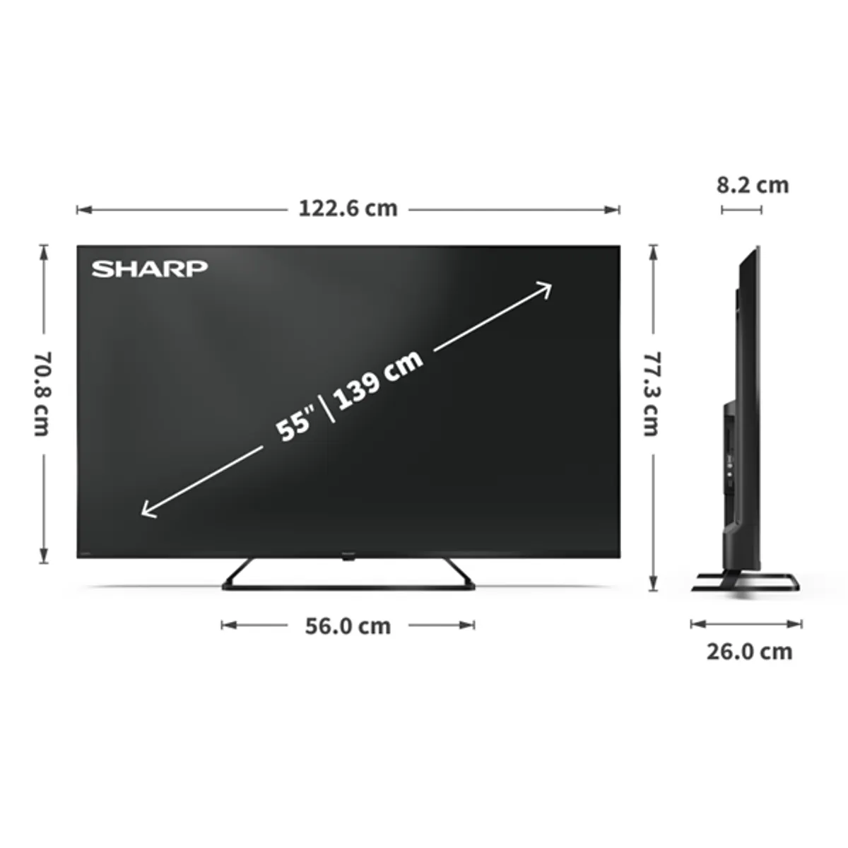 SHARP 55HP6265E 55" UHD Smart monitor HDMI 4, 3840x2160, 60 Hz, USB 2.0 2 db, VESA 400x300, fejhallgató kimenet #8