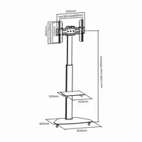 SBOX FS-500 padlóállvány televízióhoz 37"-70" max 40 kg VESA 200x200-600x400 magasság 1200-1800 mm forgás 0-90 döntés +5-12 fok kábelrendezés görgős #2