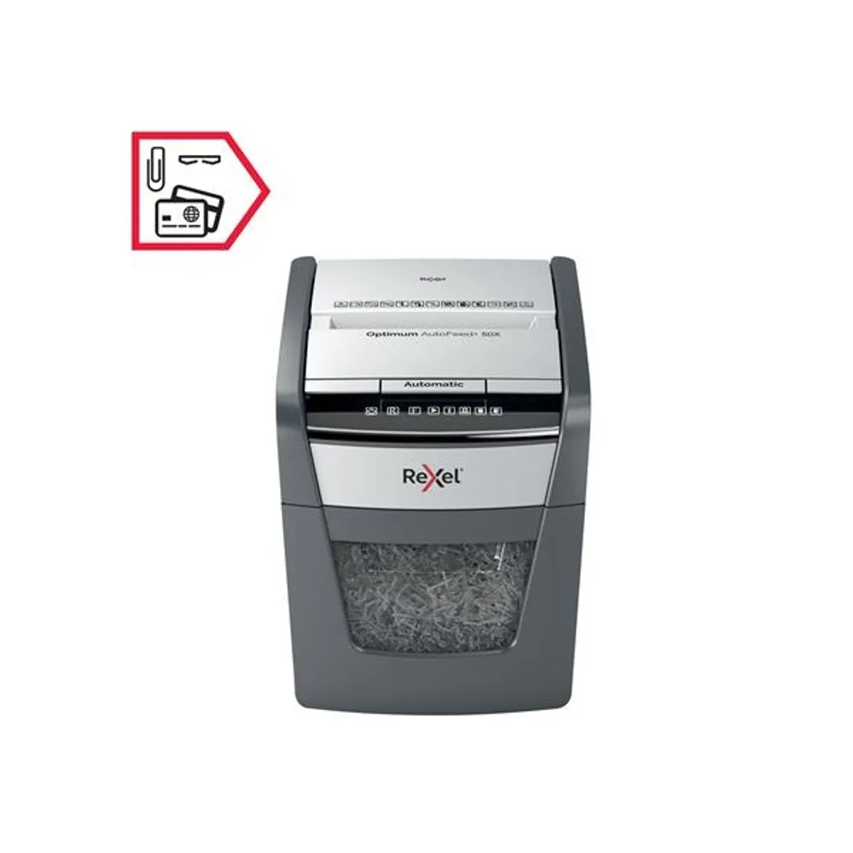 Rexel 2020050XEU Optimum AutoFeed+ 50X konfetti iratmegsemmisítő 50 lap automata adagolás, 4x28mm, P-4, 20L, 55dBA #6