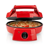NEDIS FCPM100FRD pizza- és grillsütő 30 cm 1800 W 230 °C 180 nyitás tapadásmentes bevonat hideg érintésű fogantyú használatra kész jelzőfény #1