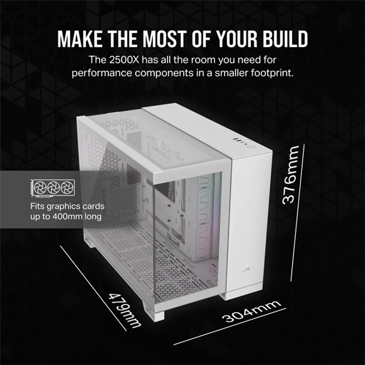 CORSAIR CC-9011268-WW 2500X Micro-ATX iCUE LINK RGB fehér edzett üveg duál kamrás #7