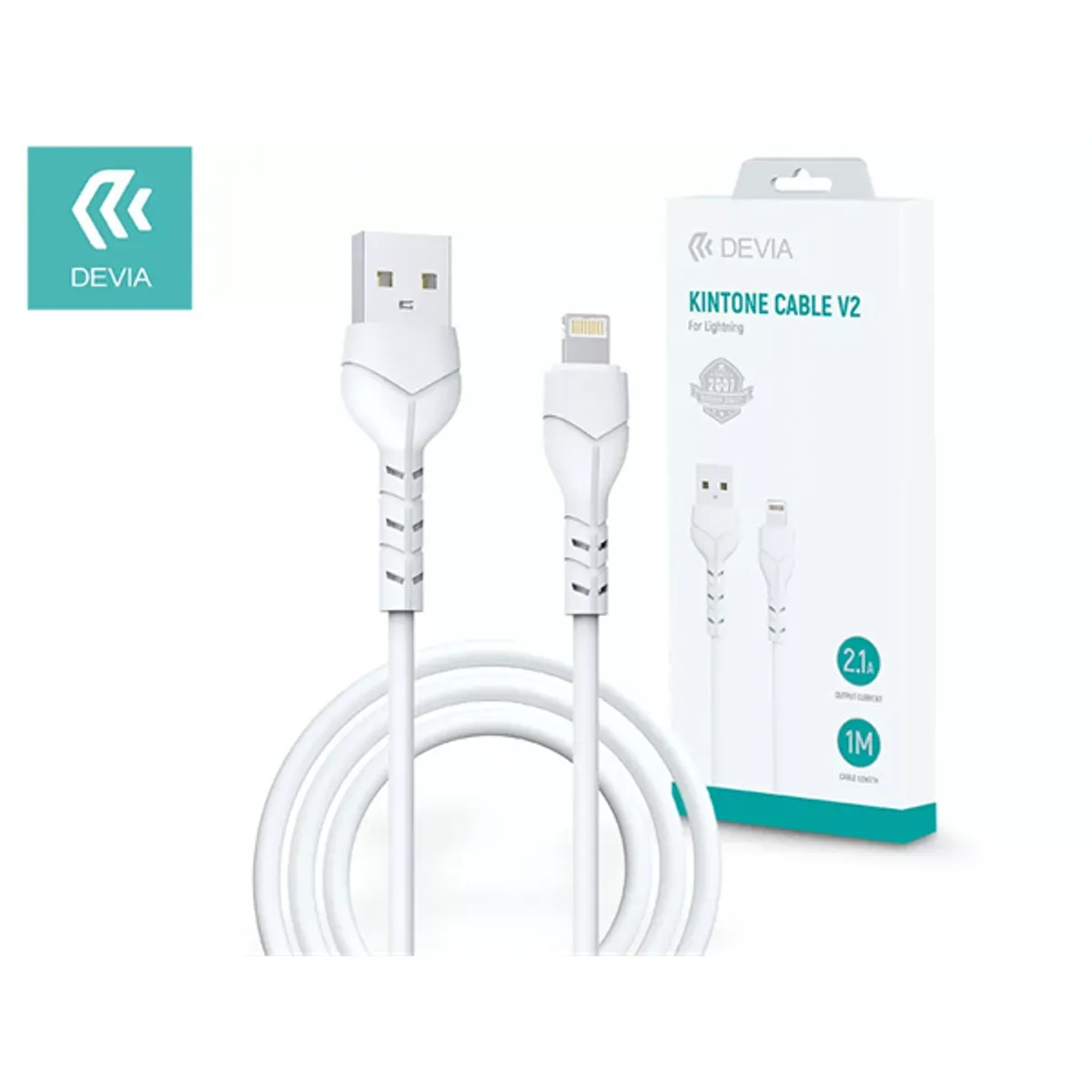 Devia ST348686 Kintone V2 USB-A - Lightning adat- és töltőkábel 1 m fehér 5V-2.1A #1