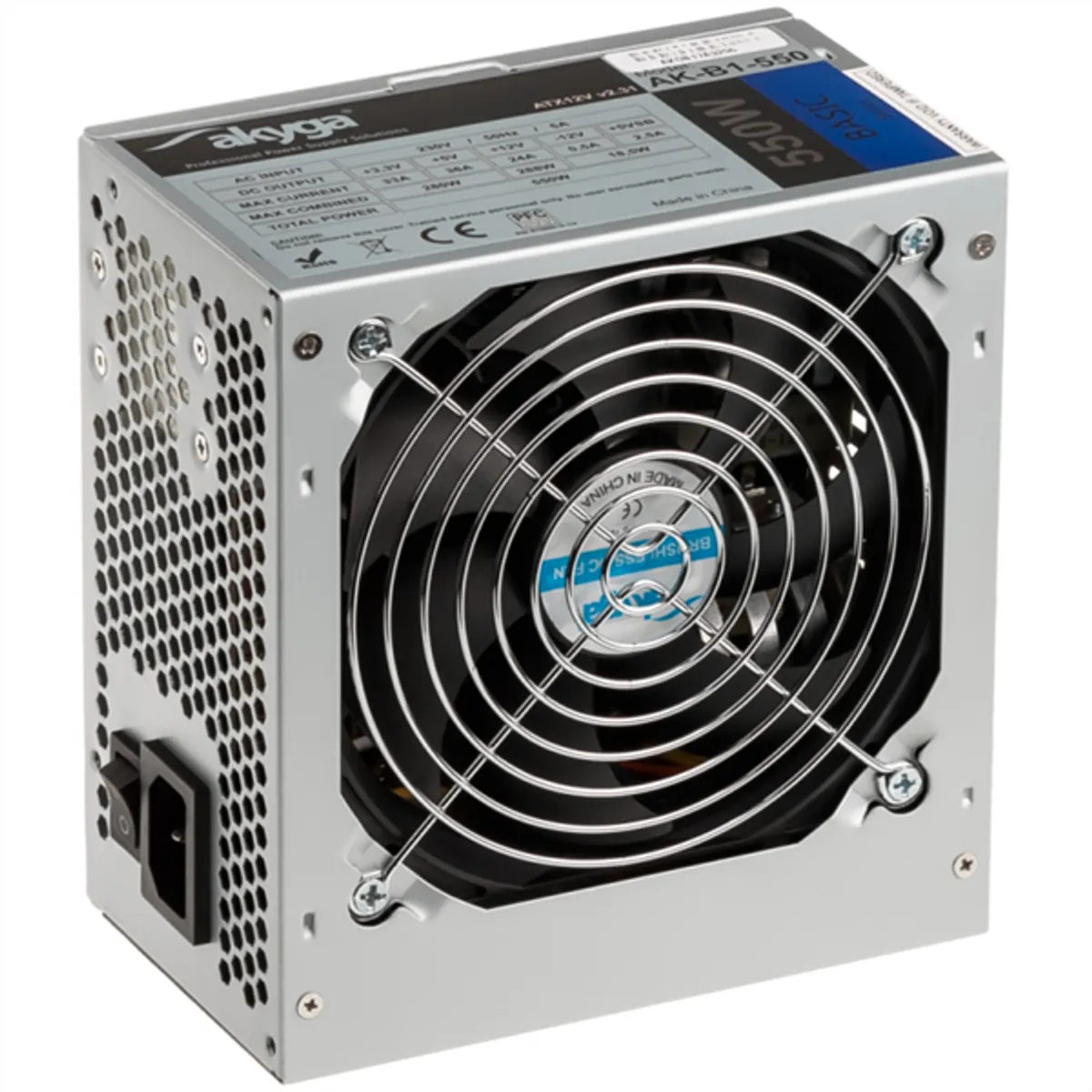 AKYGA AK-B1-550 Basic ATX 2.0 550W 120mm ventilátor PCI-E 6pin 3xSATA 2xMolex 20 es 4 pin #1