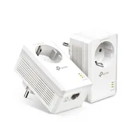 TP-LINK TL-PA7017P KIT AV1000 Passthrough Powerline kezdő készlet Hatótávolság 300 méter 1x Gigabit Ethernet 128-bites AES HomePlug AV2