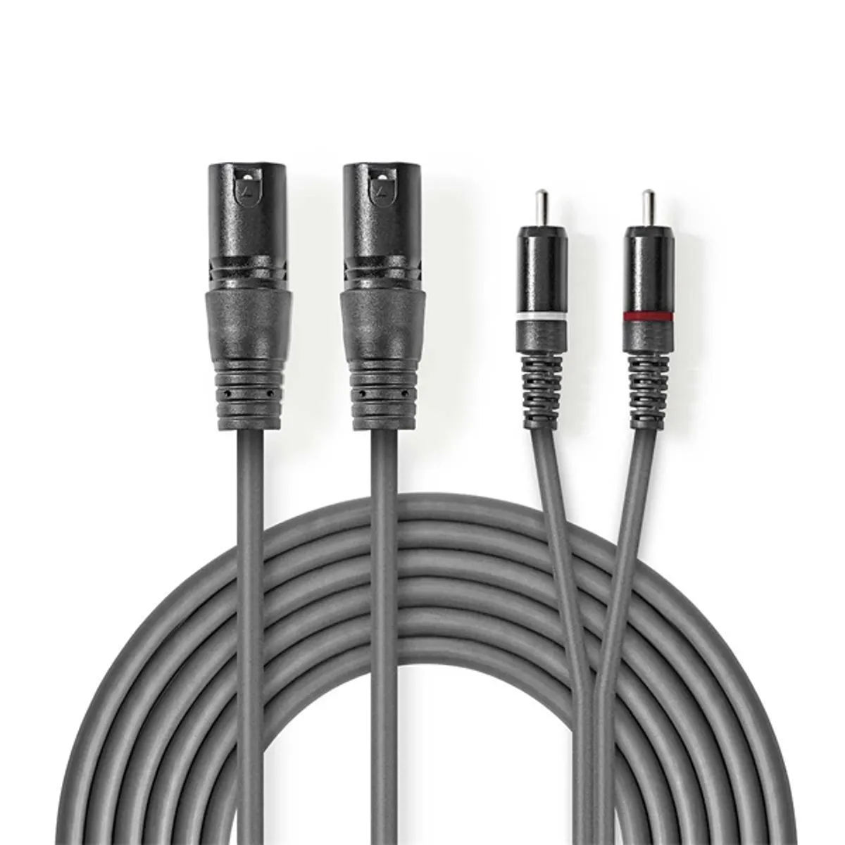 Nedis COTH15210GY30 XLR kábel 2x XLR 3 tűs dugó - 2x RCA dugó, 3 m, sötétszürke #1