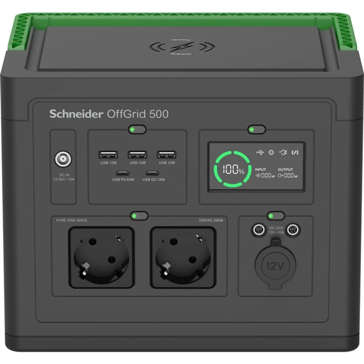 APC PPS500-GR OffGrid 500 hordozható akkumulátor állomás 517Wh Li-ion, 2x Schuko, 3x USB-A, 2x USB-C, LCD #1