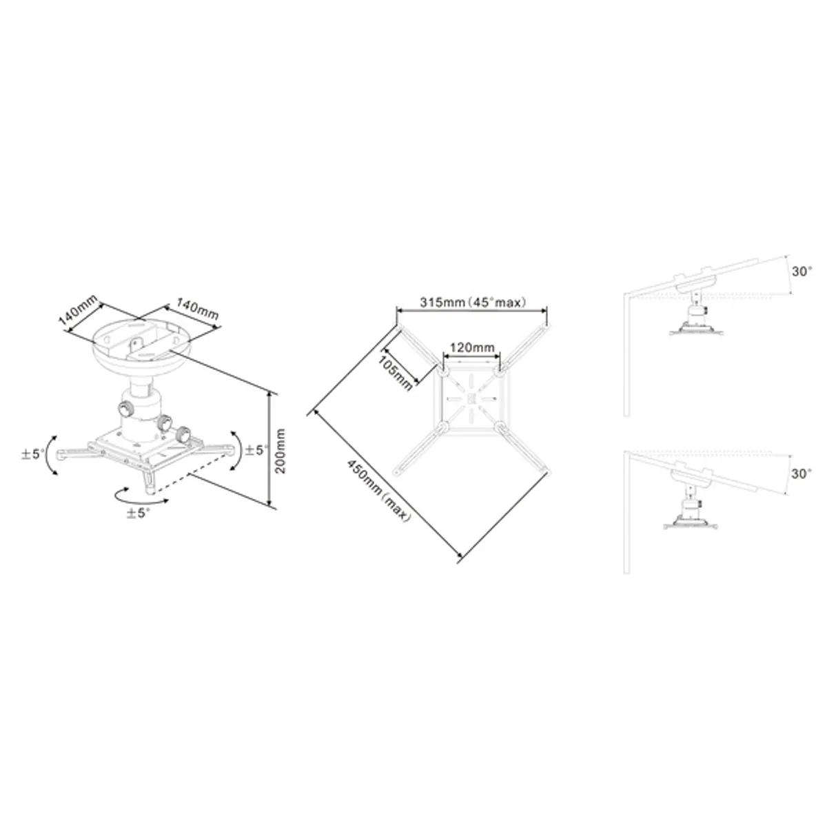 MULTIBRACKETS 7350073730735 M univerzális mennyezeti projektor tartó 600-1000 mm fehér max 20 kg #3