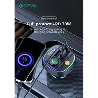 DEVIA ST112513 Smart Series autós gyorstöltő PD 30W QC3.0 2xUSB USB-C 12-24V FM-transmitter BT5.3 memóriás lejátszás #2
