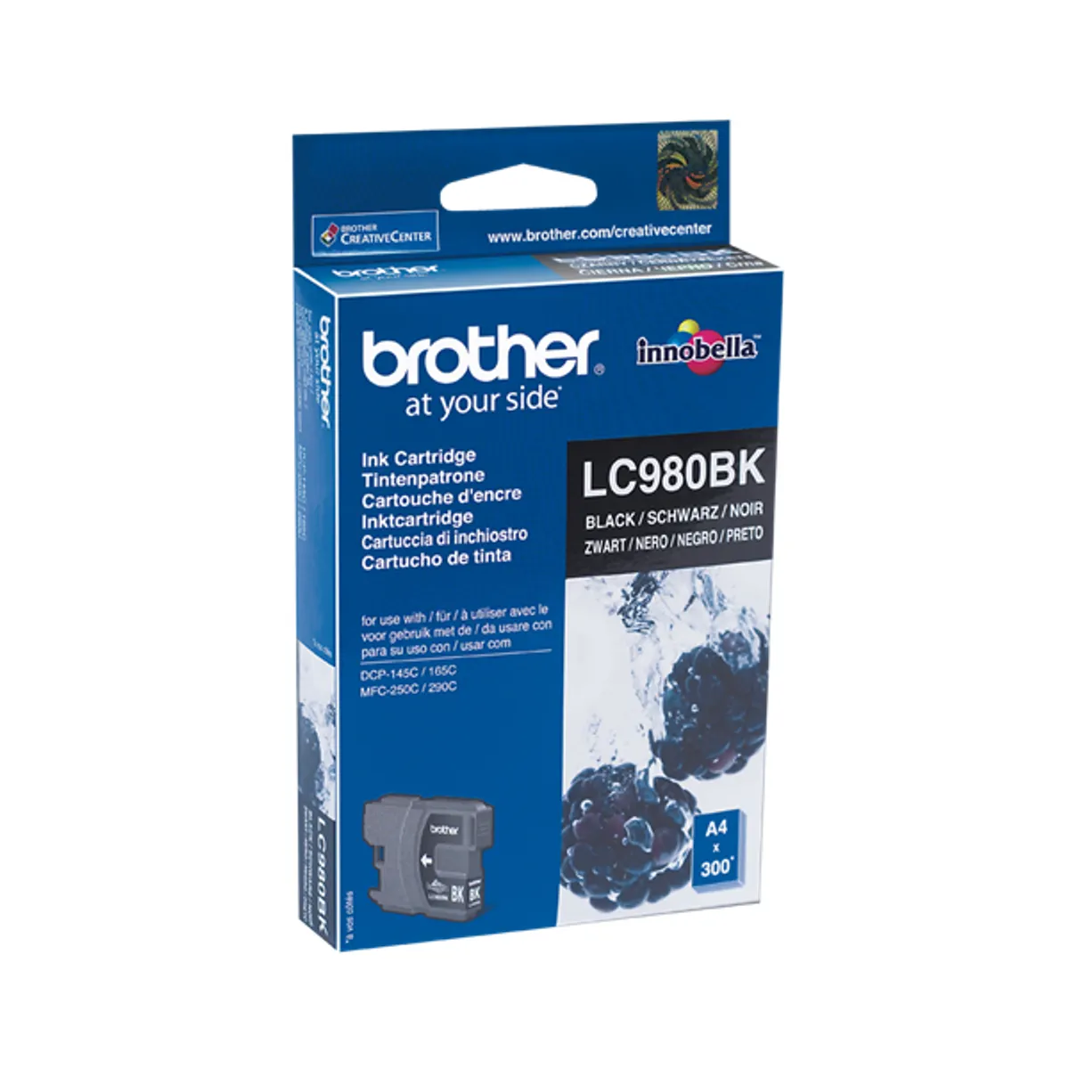 Brother LC980BK fekete tintapatron 300 oldal kompatibilis DCP-145C, DCP-165C, DCP-255CW, MFC-250C, MFC-290C #1