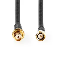 Nedis CSGL02400BK50 SMA kábel férfi-nő, aranyozott érintkezők, 50 Ohm, kettős árnyékolású, 5 m, fekete PVC-kábelköpeny, törésgátló