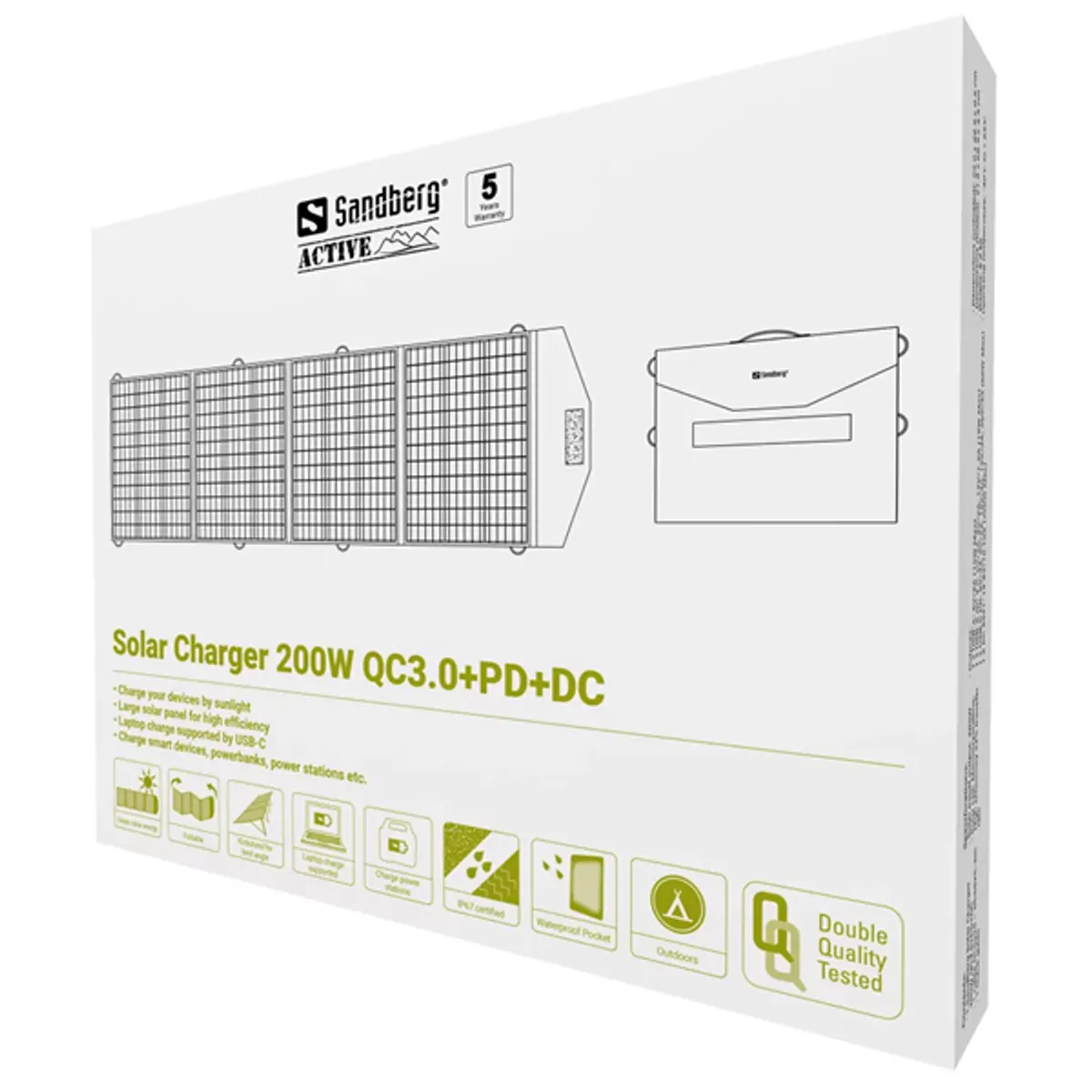 SANDBERG 420-82 napelemes töltő 200W USB-C PD 60W USB-A QC 3.0 18W DC5521 200W monokristályos 22 százalékos hatékonyság #6