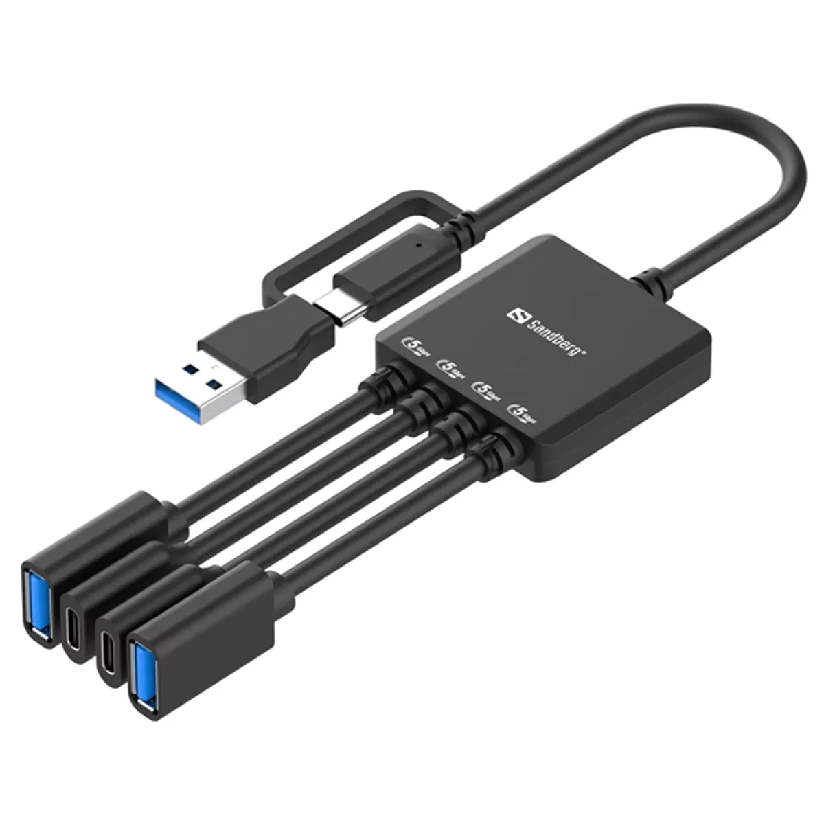 Sandberg 136-81 USB-C-A osztó 2x USB-A 2x USB-C USB 3.0 5 Gbps 13 cm kábelhossz #1