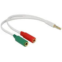 DELOCK 65447 fejhallgató-átalakító 1x 3,5 mm 4-pin CTIA 2x 3,5 mm 3-pin aranyozott fehér