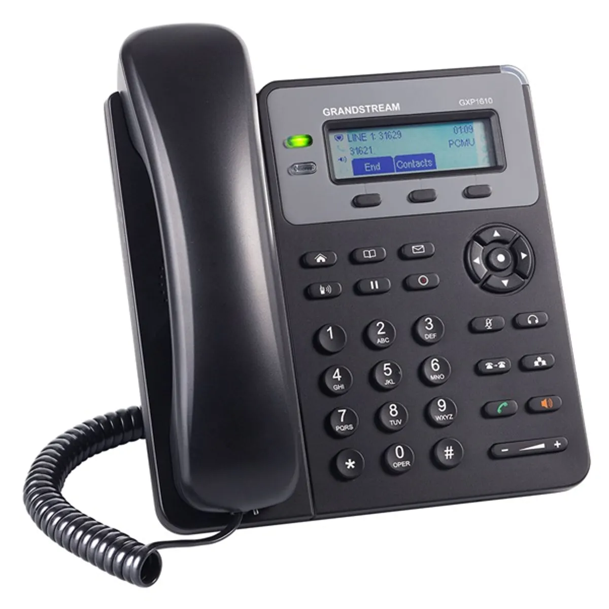 GRANDSTREAM GXP1610 IP telefon 1 vonal 2 hívás megjelenítés hívószám kijelzés van hívás időtartam kijelzés van 132x48 LCD 3 XML programozható gombok #1
