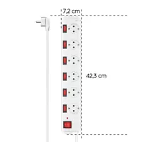 Hama 00223159 hálózati elosztó 6 aljzat, 1,4 m, fehér, túlfeszültségvédelem, 16 A, falra szerelhető #4