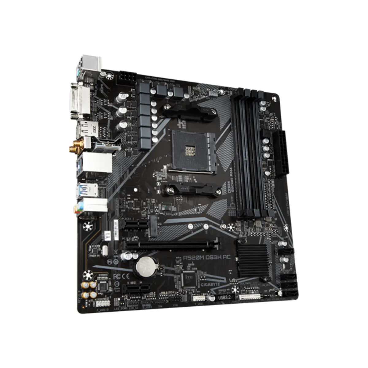 Gigabyte A520M DS3H AC A520M DS3H AC AM4 foglalat 4x DDR4 128 GB mATX M.2 PCIe 3.0 x4 4x SATA HDMI DisplayPort DVI Wi-Fi 5 #1