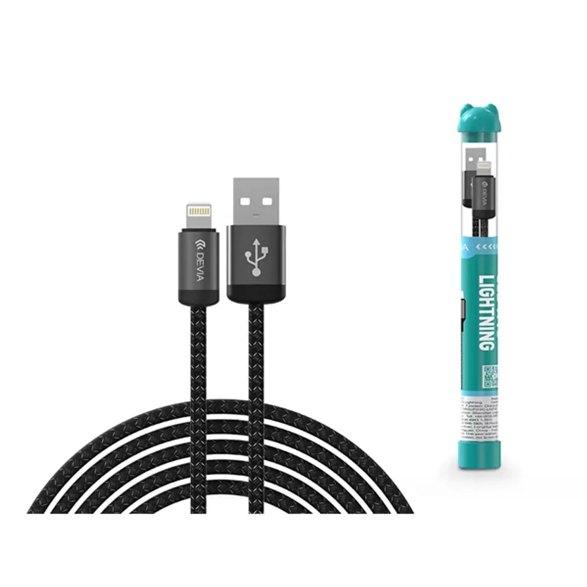 DEVIA ST101708 Gracious Tube USB-A Lightning 5V-2.4A 10W 1m szövött textil #1