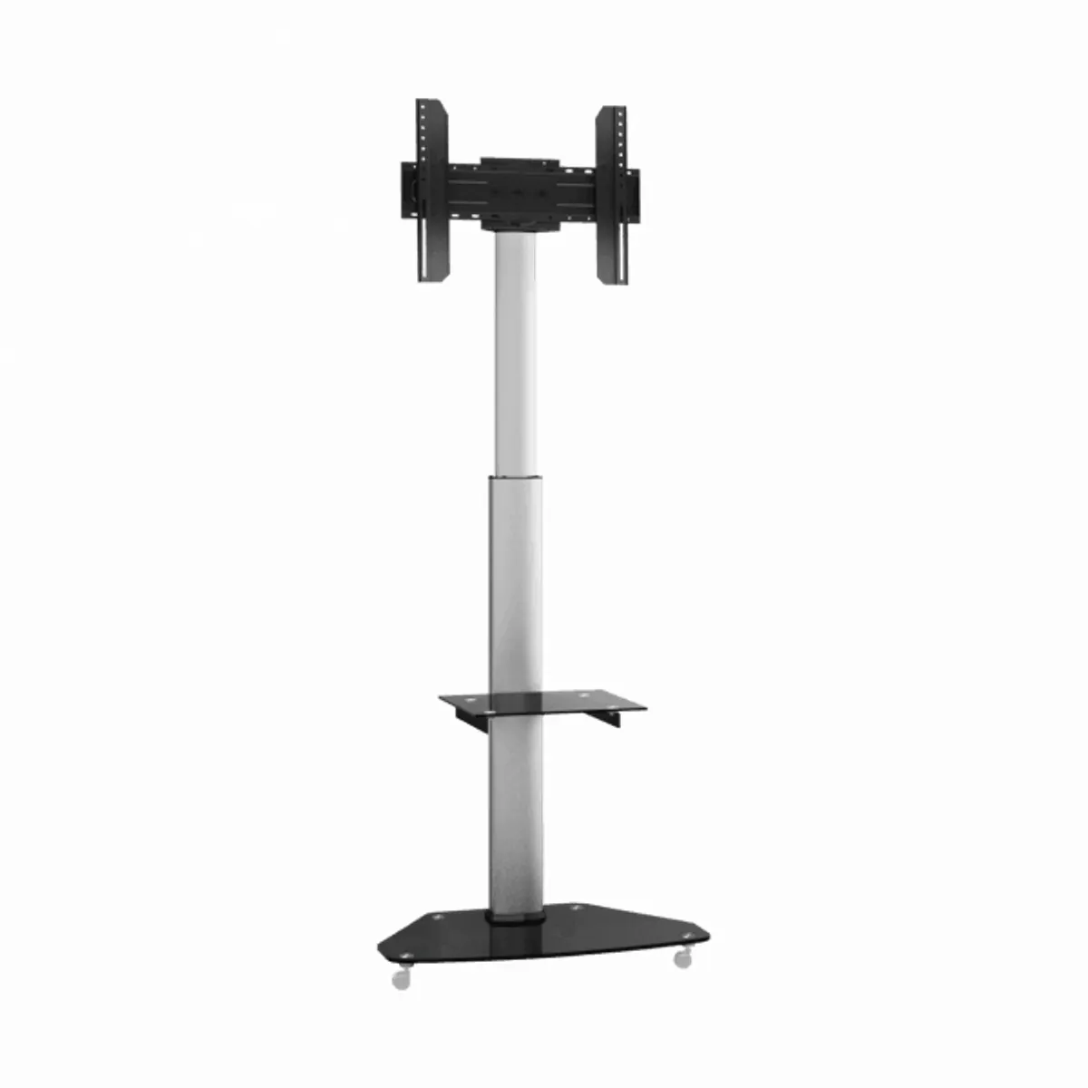 SBOX FS-500 padlóállvány televízióhoz 37"-70" max 40 kg VESA 200x200-600x400 magasság 1200-1800 mm forgás 0-90 döntés +5-12 fok kábelrendezés görgős #1