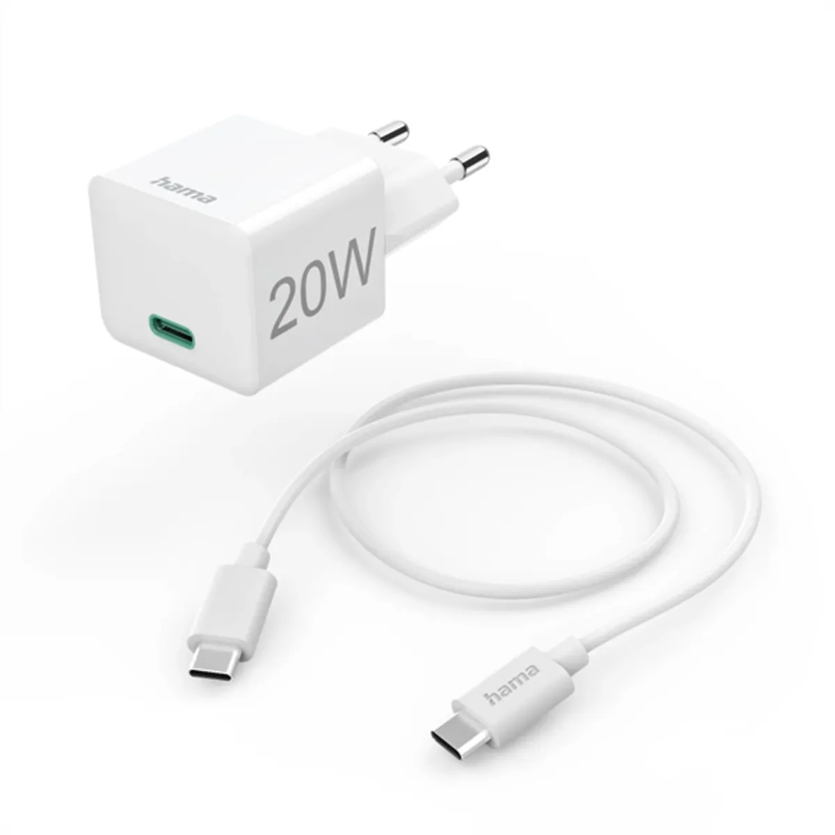 Hama 00201675 hálózati töltő usb-c pd qc 20w 1 m kábellel fehér #1