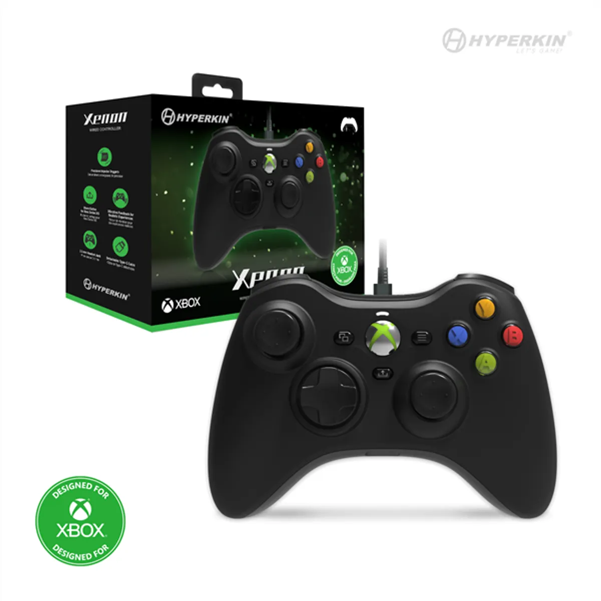 Hyperkin M01368-BK Xenon vezetékes kontroller fekete Xbox Series X és S, Xbox One, Windows 10 és 11, 3,5 mm jack, USB-A #1