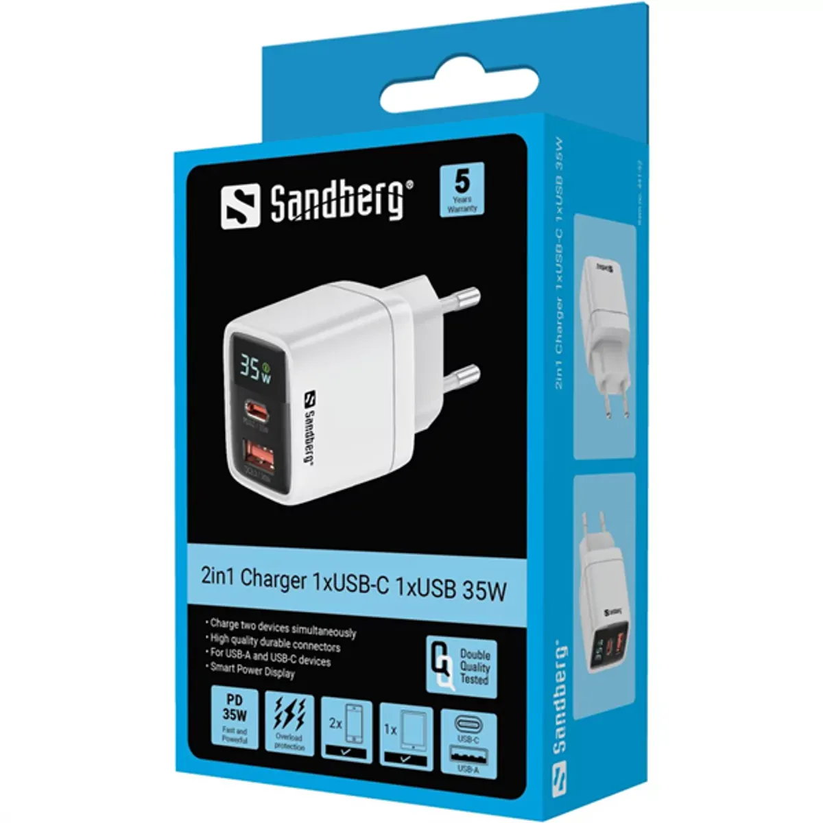 Sandberg 441-52 2in1 töltő 1x USB-C 1x USB 35W #3