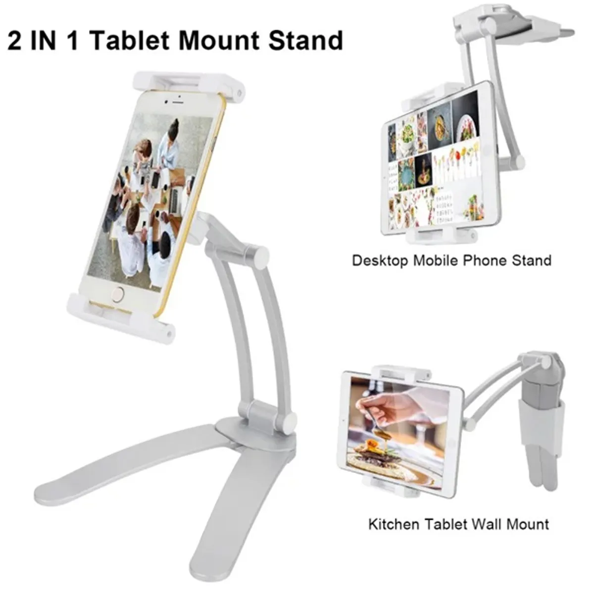Blackbird BH1476 2in1 tablet és okostelefon tartó 5"-12" 360 fokos fej falra szerelhető #2