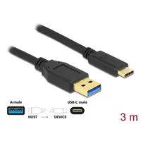 Delock 84006 USB-C USB-A adatkábel 3m fekete