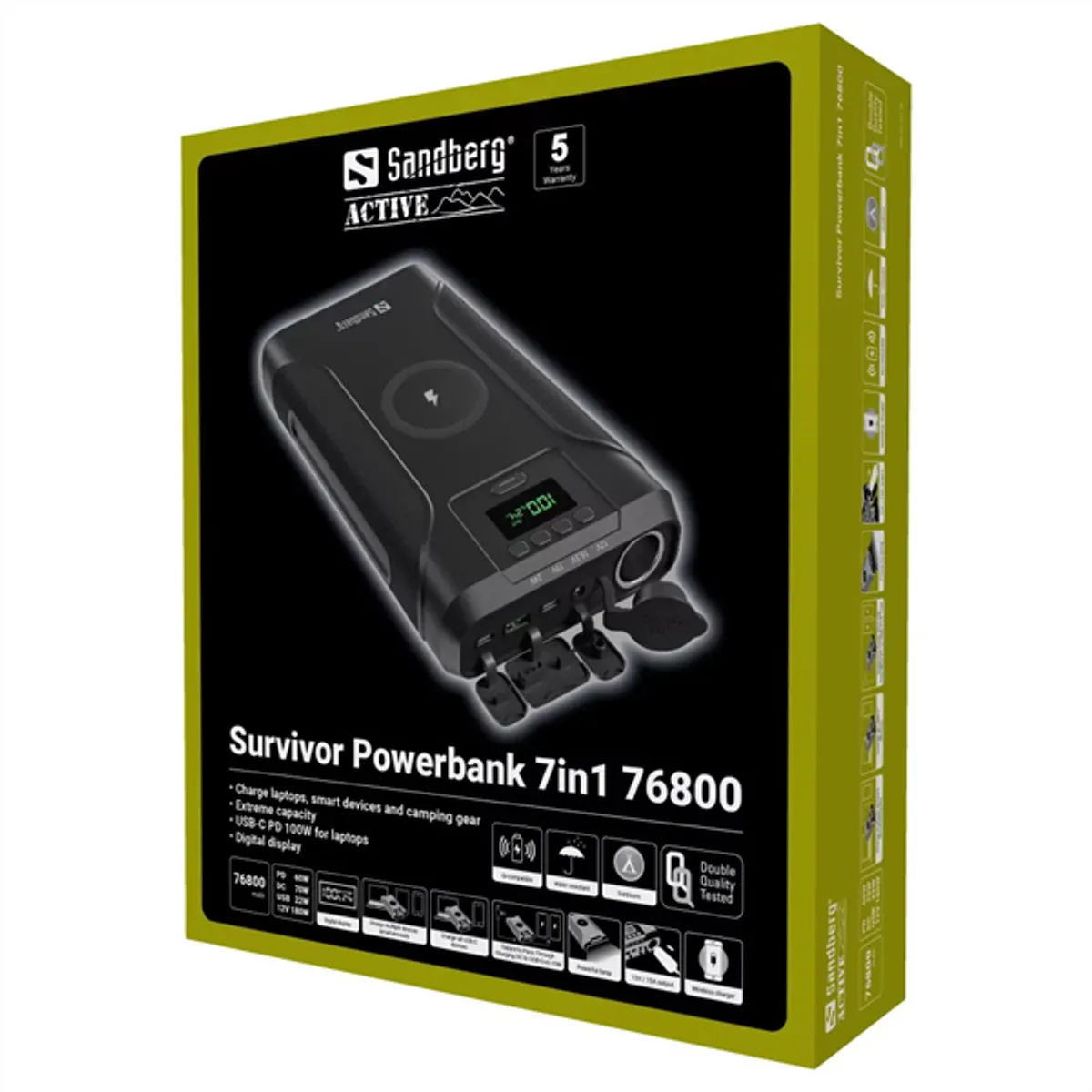 Sandberg 421-15 Survivor Powerbank 7-in-1 76800mAh USB-C PD 100W pass-through IPX4 #6