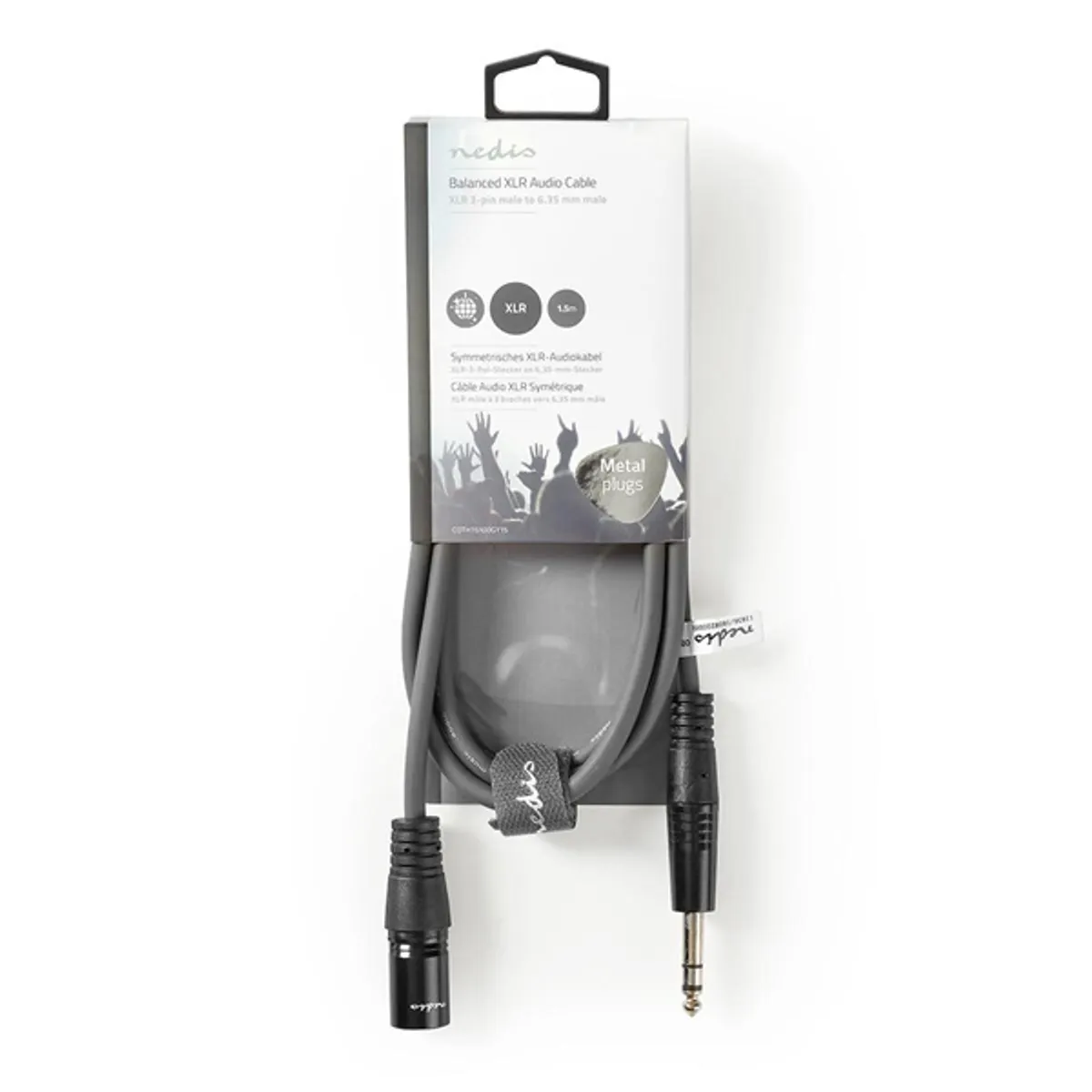 Nedis COTH15100GY15 XLR 3-tűs dugasz - 6,35 mm jack csatlakozás, szimmetrikus audió kábel, 1,5 m, PVC burkolat, nikkelezett érintkezők #3