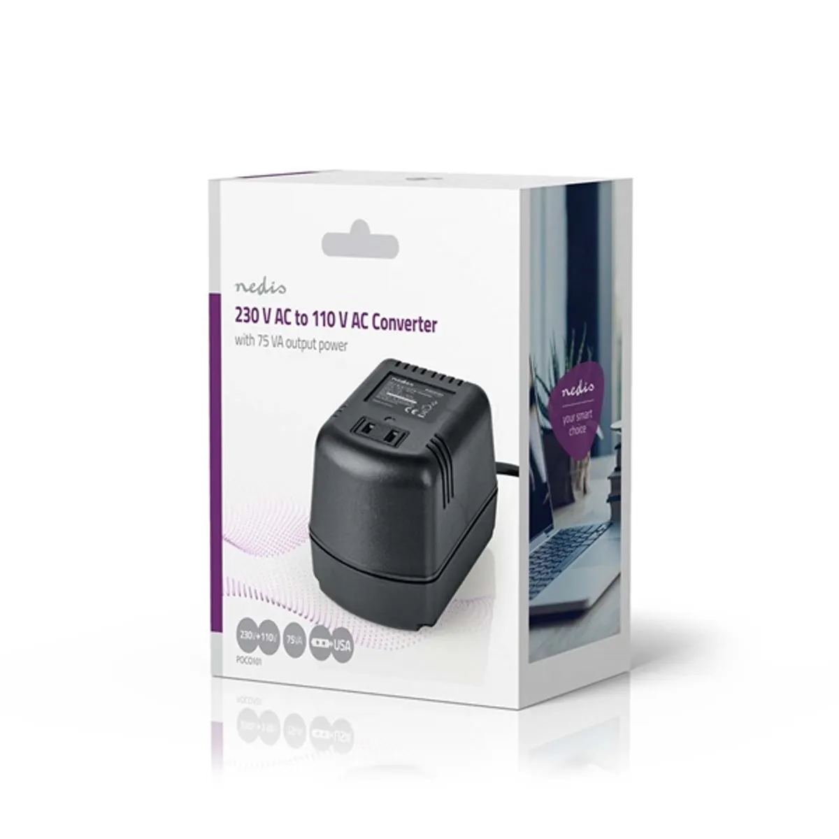 NEDIS POCO101 feszültségátalakító 230 V AC - 110 V AC 75W földeletlen USA kimenet #5