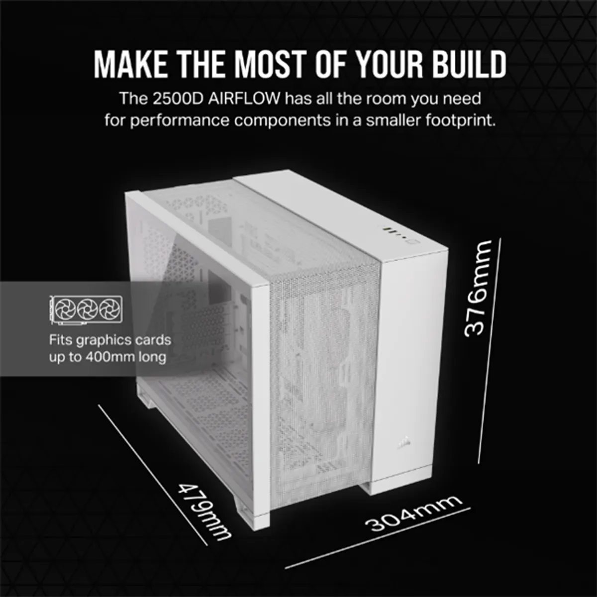 CORSAIR CC-9011264-WW 2500D Airflow dupla kamrás Micro-ATX fehér edzett üveg #6