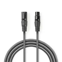 Nedis COTH15012GY50 DMX adapter kábel XLR 3 tűs dugó XLR 3 tűs anya nikkelezett 5 m kerek PVC sötétszürke #1