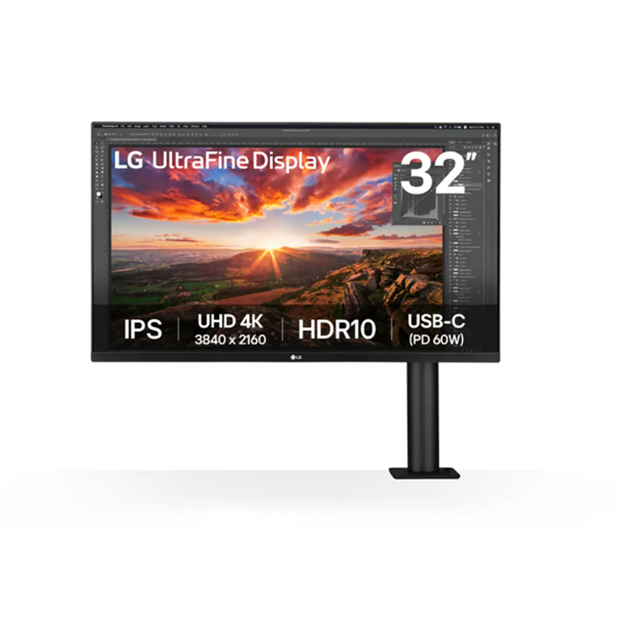 LG MON 32UN880K-B.AEU 31.5" IPS 4K HDR 60 Hz USB-C DP HDMI állítható magasság dönthető forgatható Pivot VESA 100x100 #1