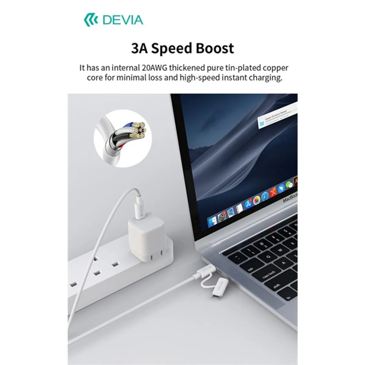 Devia ST121485 Smart Series 60W 27W PD Type-C Type-C Lightning 1,2m fehér #8