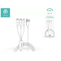 Devia ST329975 Smart Series 3in1 töltőkábel 1,2m fehér USB-A Micro USB Type-C Lightning