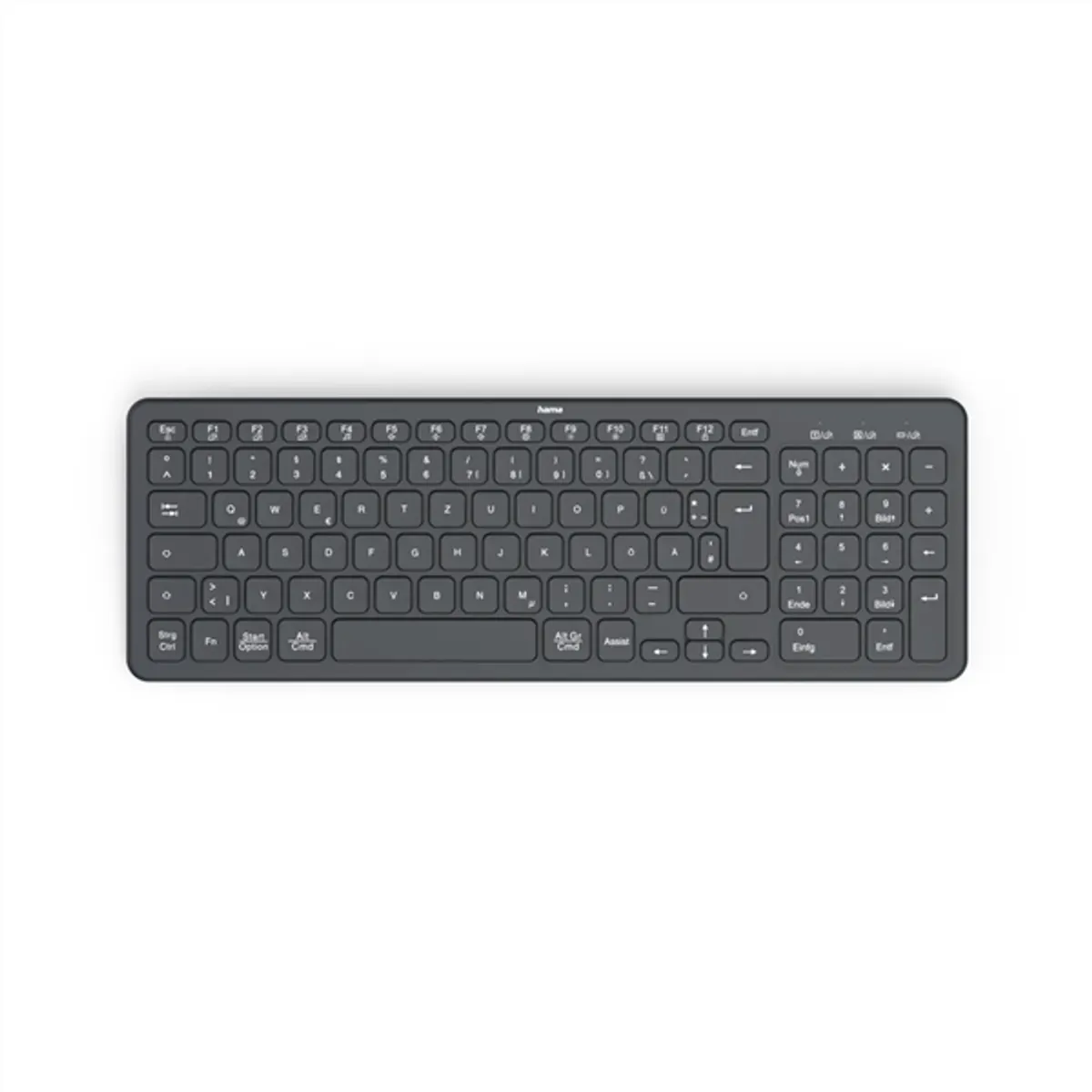 Hama 13173057 WK-300 multi-device vezeték nélküli billentyűzet Bluetooth 5.2 és 2,4 GHz 10 m hatótávolság 90 százalékos kompakt numerikus blokk #1