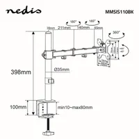 NEDIS MMSIS110BK asztali monitor tartó 15"-32" 75x75 100x100 3 forgáspont 180 fok fekete #5