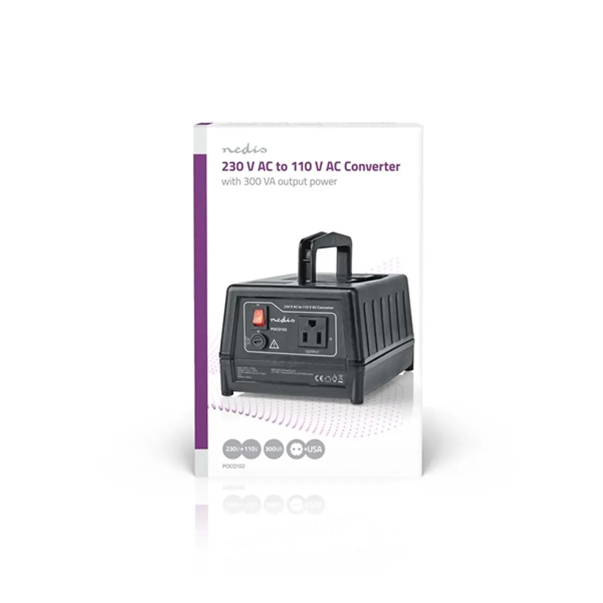 Nedis POCO102 feszültségátalakító 230 V AC - 110 V AC 270 W földelt USA kimenet asztali kivitel fogantyúval #7