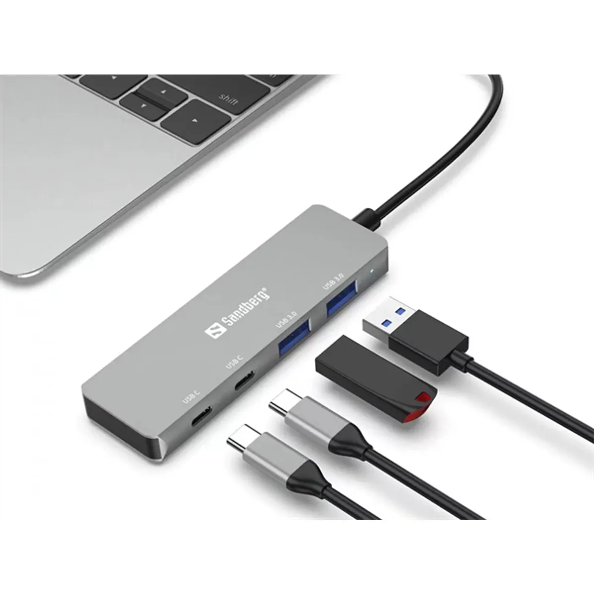 Sandberg 136-50 USB-C elosztó 2x USB-A és 2x USB-C portok USB 3.0 SuperSpeed 5 Gbps alumínium ház ASW3410 #2