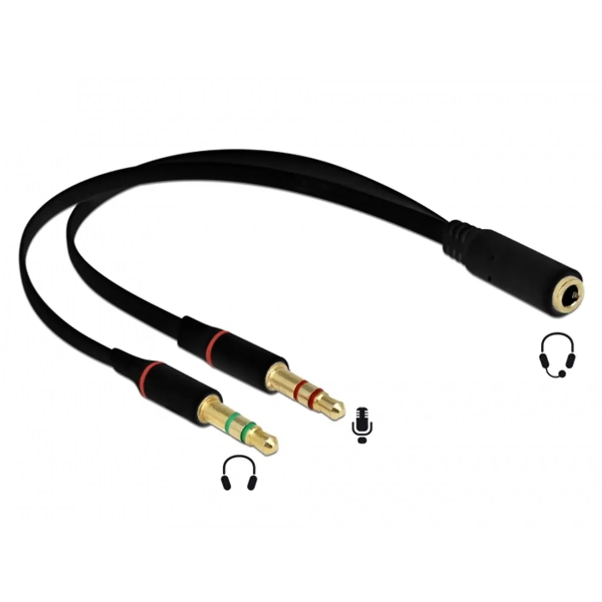 Delock 65967 fejhallgató adapter 0,2 m 1x3,5 mm 4-pontos női - 2x3,5 mm 3-pontos férfi #1