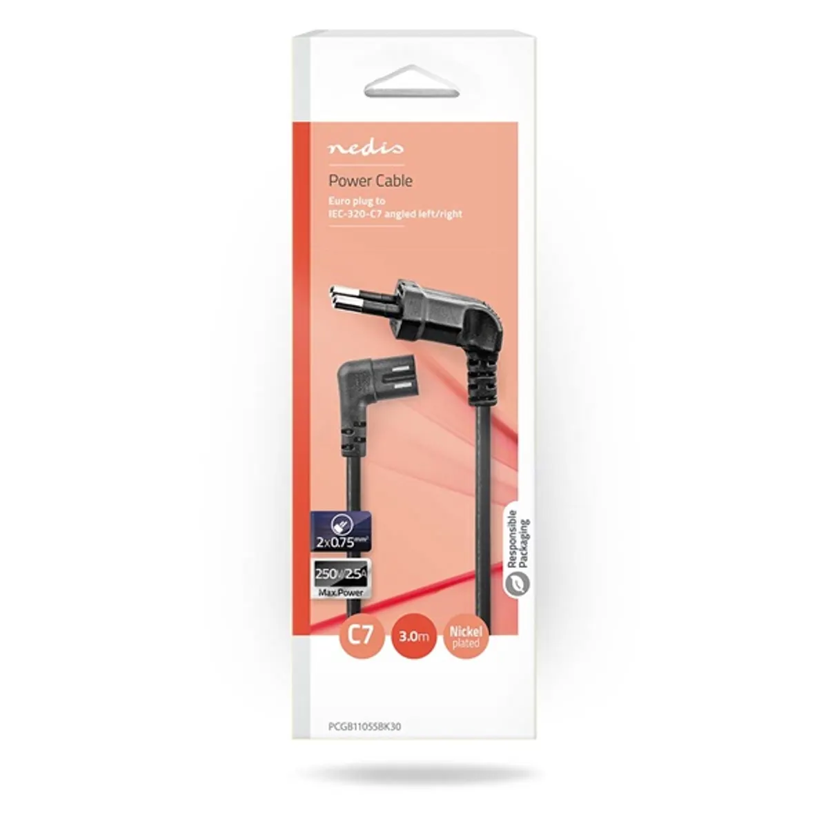 Nedis CEGL11055BK30 tápkábel Euro IEC-320-C7 3m fekete #3
