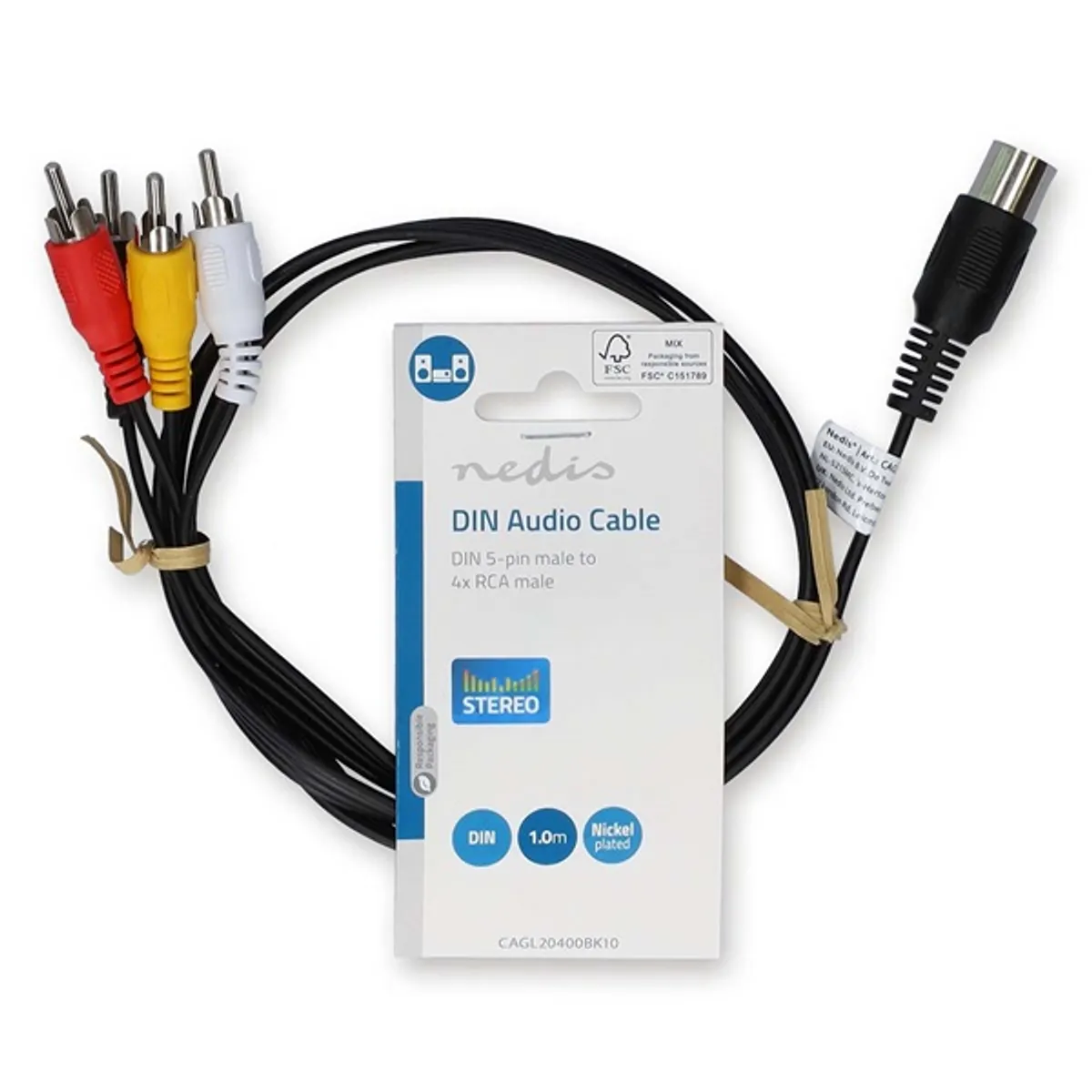 Nedis CAGL20400BK10 DIN audio kábel 5 tűs DIN 4x RCA dugó 1m #3