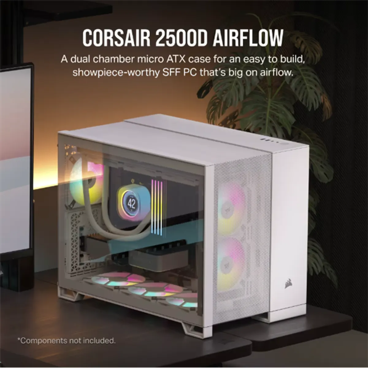 CORSAIR CC-9011264-WW 2500D Airflow dupla kamrás Micro-ATX fehér edzett üveg #2