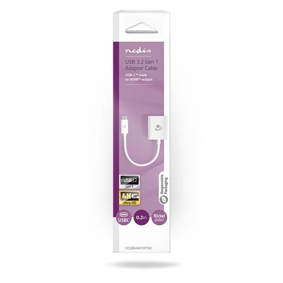 NEDIS CCGB64651WT02 USB-C HDMI adapter USB 3.2 Gen 1 4K 30Hz 0,20 m #3