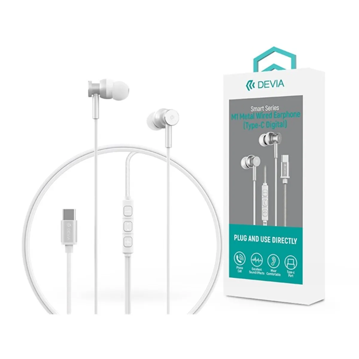 Devia ST108783 Smart Series M1 Metal In-Ear Type-C ezüst 10 mm hangszóró beépített mikrofon #1