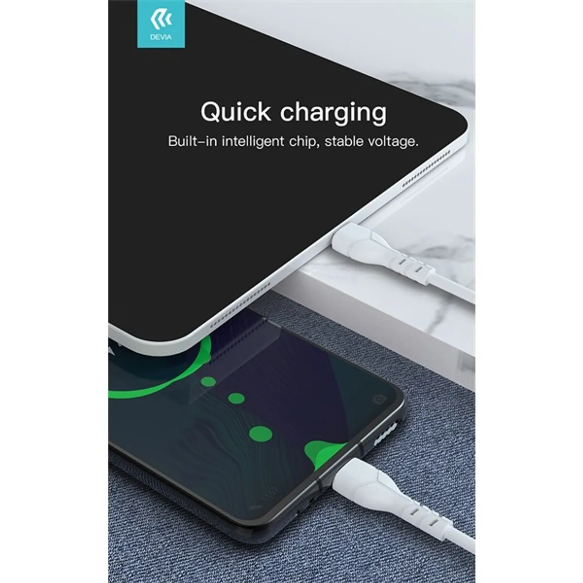 Devia ST351136 Kintone V2 USB-A USB-C adat- és töltőkábel 1m fehér #4