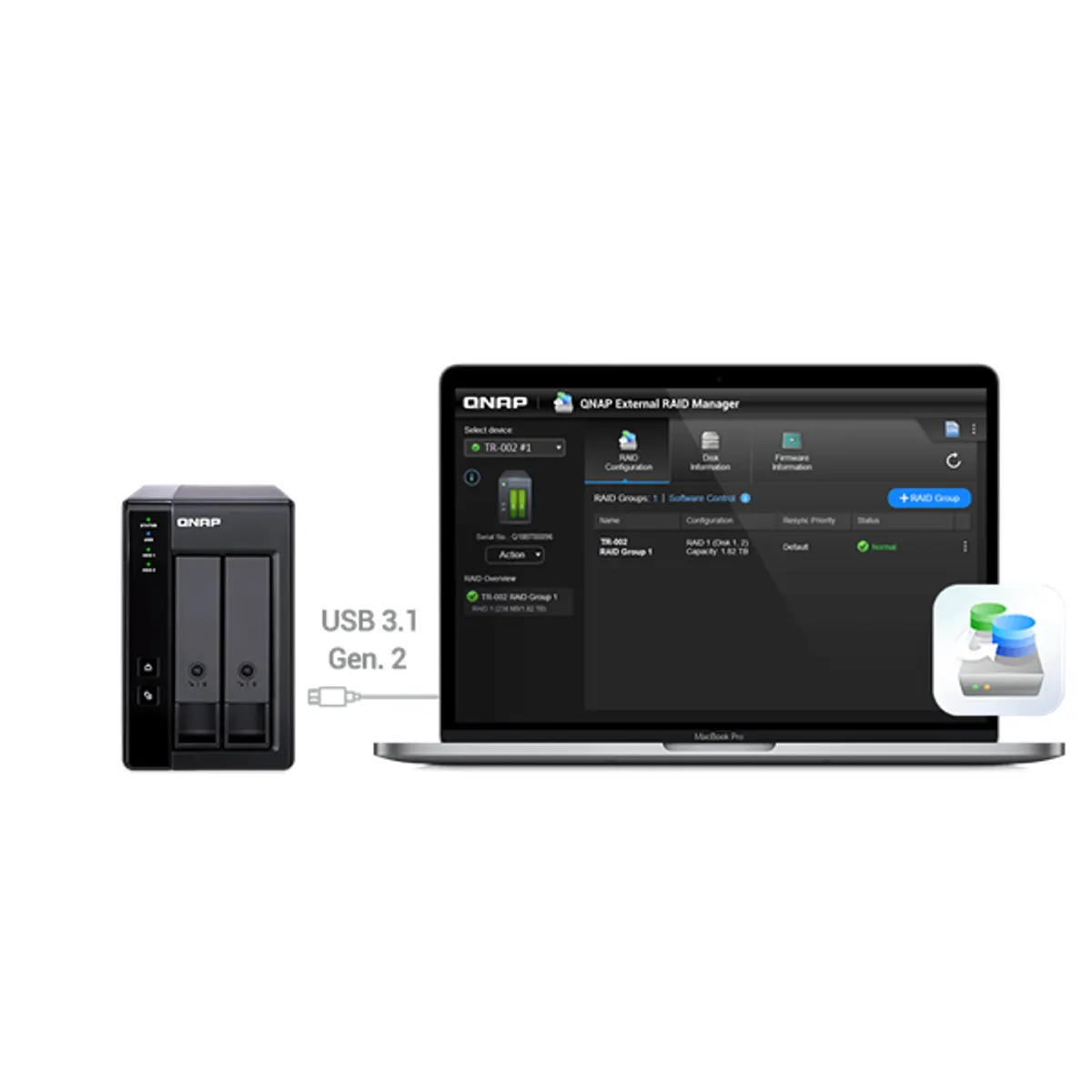 QNAP TR-002 2-bay USB 3.2 Gen 2 Type-C hardveres RAID bővítőegység #3