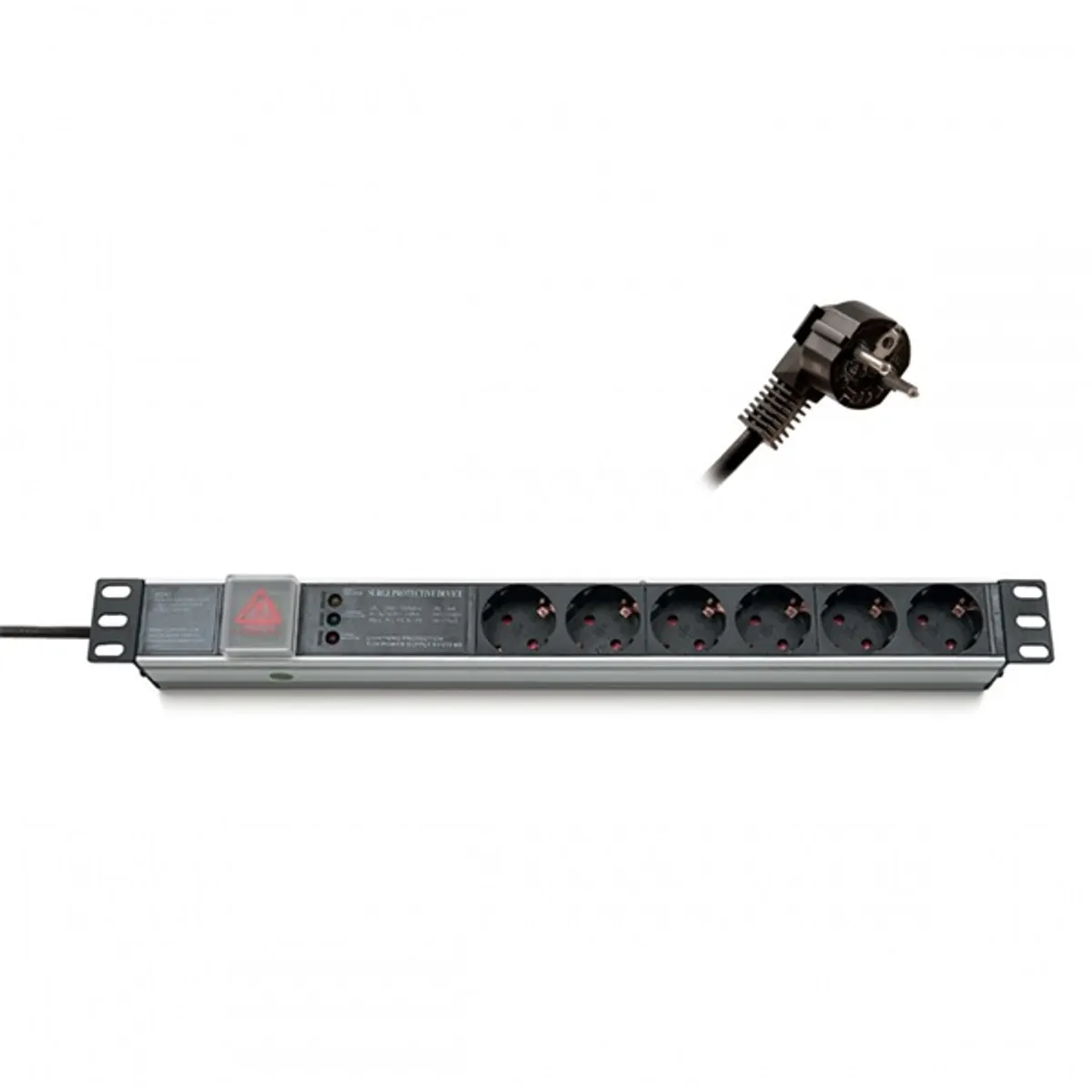 KELINE 620S09U Elosztópanel 19" 9x250V, kapcsolóval, 1U, 2,3m, LED-del, IEC320 C14 #1