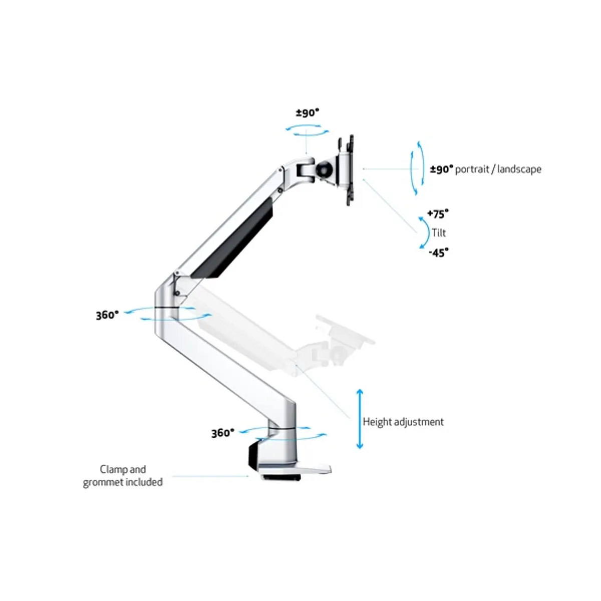 Multibrackets 7350073735624 M VESA gázemelő kar egykaros ezüst HD #7