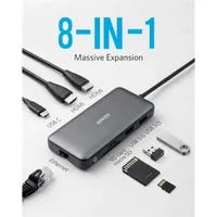 ANKER A83800A PowerExpand 8-in-1 USB-C hub 2 HDMI 2 USB 3.0 Ethernet SD microSD kártyaolvasó 100W Power Delivery #1